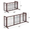 38"-71" Adjustable Wooden Pet Gate for Dogs, Indoor Freestanding Dog Fence for Doorways, Stairs, Deep Brown