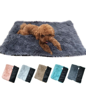 Soft Plush Padded Pet Sleeping Mat Soft Pet Mattress Puppy Dog Cat Sofa Cushion Warm and Breathable Large Dog Pet Bed Dog Mat (Color: Dark gray)