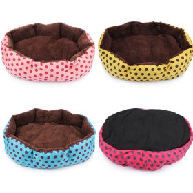 Pet Bed Warm Winter Bed Dog Cat Bed Soft Wool Point Design Pet Nest With Removable Mats Octagonal Shape Kennel Cat Dog Sofa Bed (Color: Blue)