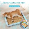 Breathable Pet Puppy Cooling Mat Bed Summer Protection Cervical Spine  Dog Ice Mat Square Rattan Kennel Supplies