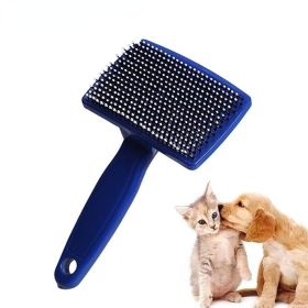 Pet Needle Combs Massage Pet Hair Remover Brush Cats Fur Cleaning Stainless Non-Slip Flea Chihuahua Pet Grooming Dog Supplies (Color: Green)