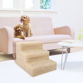 3 Steps Pet Stairs for Dogs (Color: Beige)